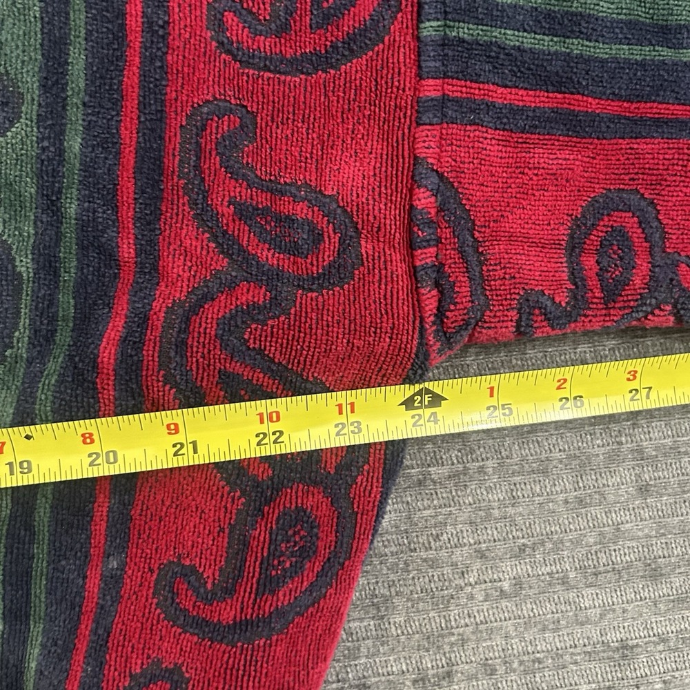 Vintage Turkish Cotton Blend Robe Knightsbridge OS Burgundy Green Paisley Belted - Picture 9 of 16